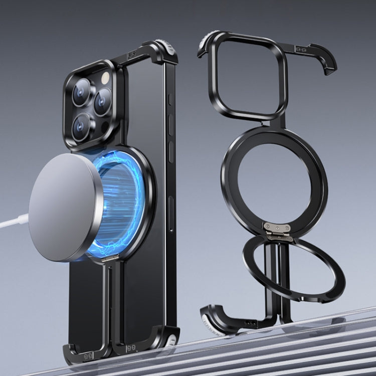 For iPhone 15 Pro MagSafe Magnetic Frameless Holder Phone Case(Black) - HoMEdemic™ 