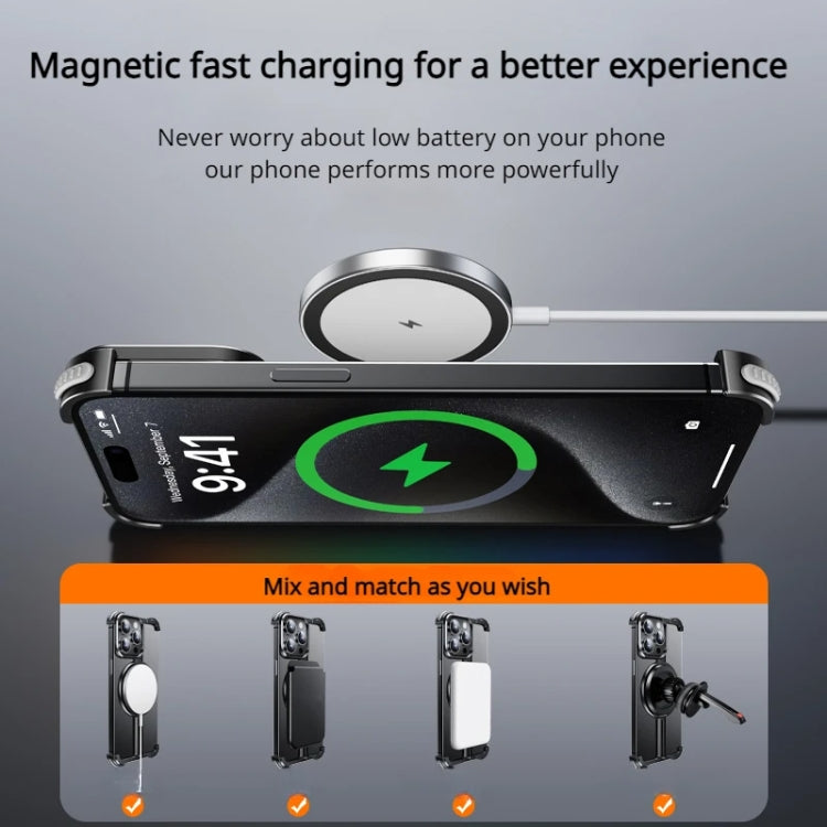 For iPhone 15 Pro MagSafe Magnetic Frameless Holder Phone Case(Black) - HoMEdemic™ 