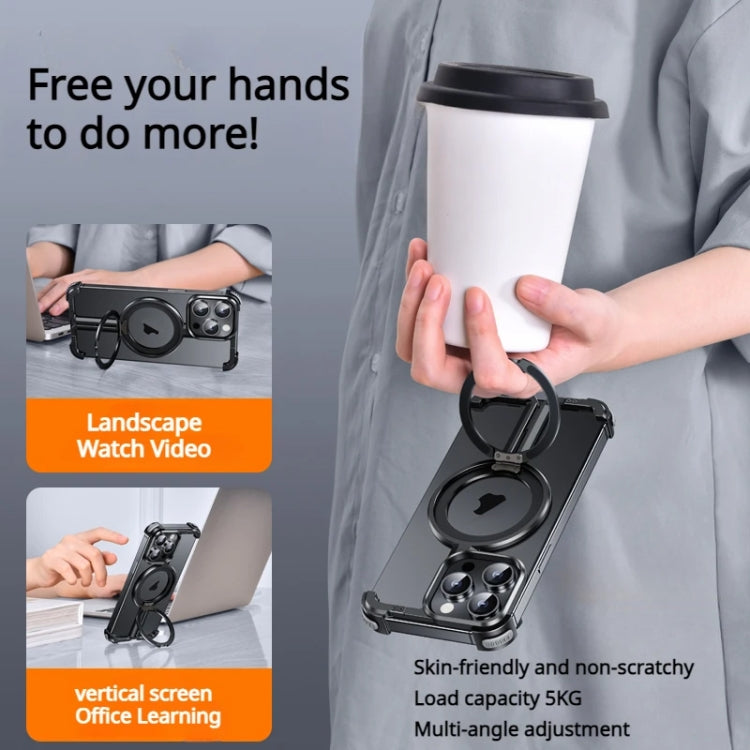 For iPhone 15 Pro MagSafe Magnetic Frameless Holder Phone Case(Black) - HoMEdemic™ 