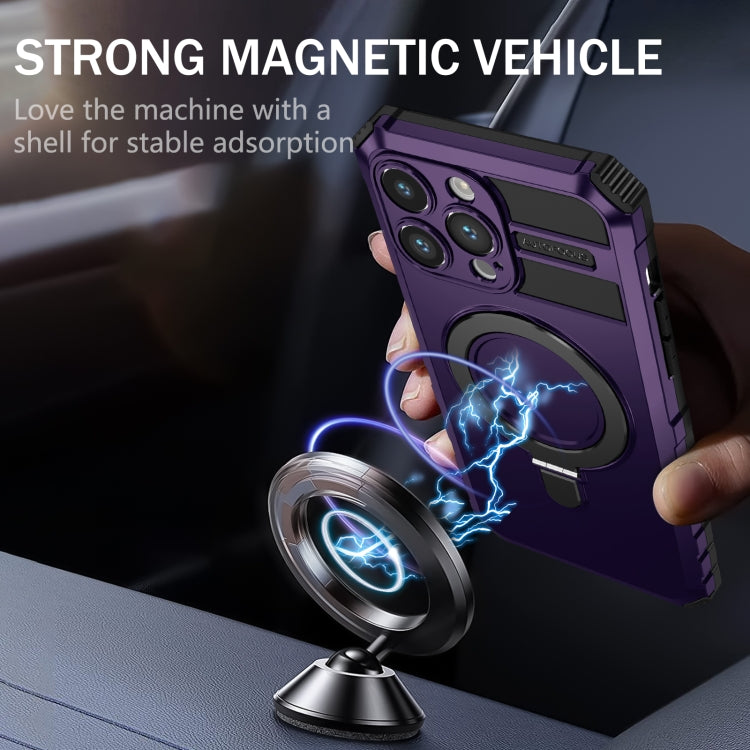 For iPhone 15 Pro MagSafe Magnetic Holder Phone Case(Purple) - HoMEdemic™ 