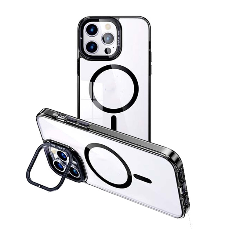 For iPhone 15 Pro MagSafe Magnetic Invisible Holder Transparent Phone Case(Black) - HoMEdemic™ 
