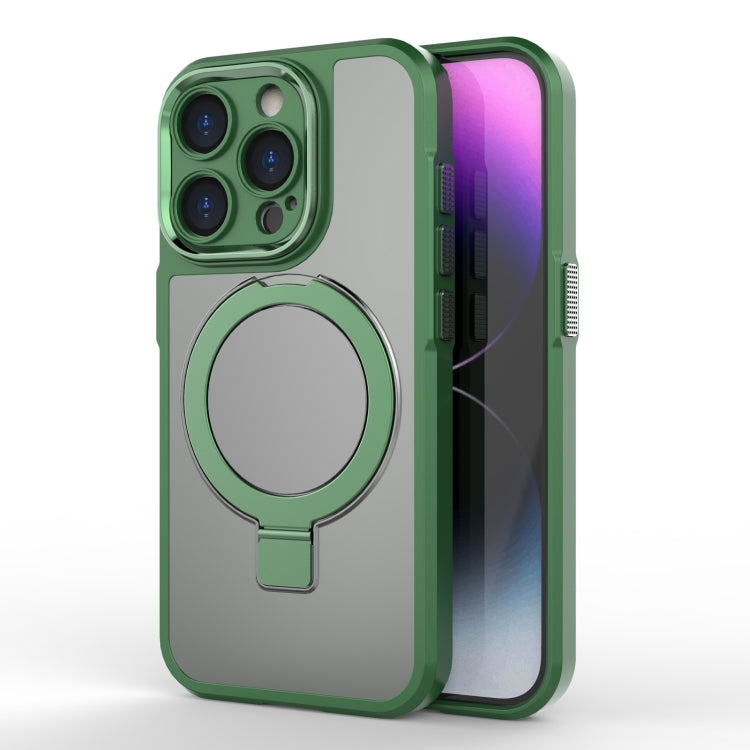 For iPhone 15 Pro MagSafe Magnetic Metal Holder Phone Case(Green) - HoMEdemic™ 