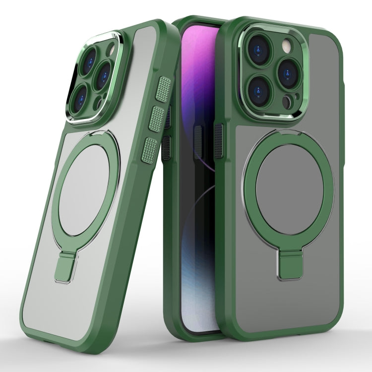 For iPhone 15 Pro MagSafe Magnetic Metal Holder Phone Case(Green) - HoMEdemic™ 