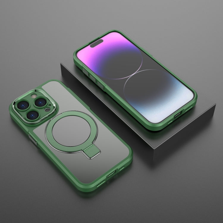 For iPhone 15 Pro MagSafe Magnetic Metal Holder Phone Case(Green) - HoMEdemic™ 