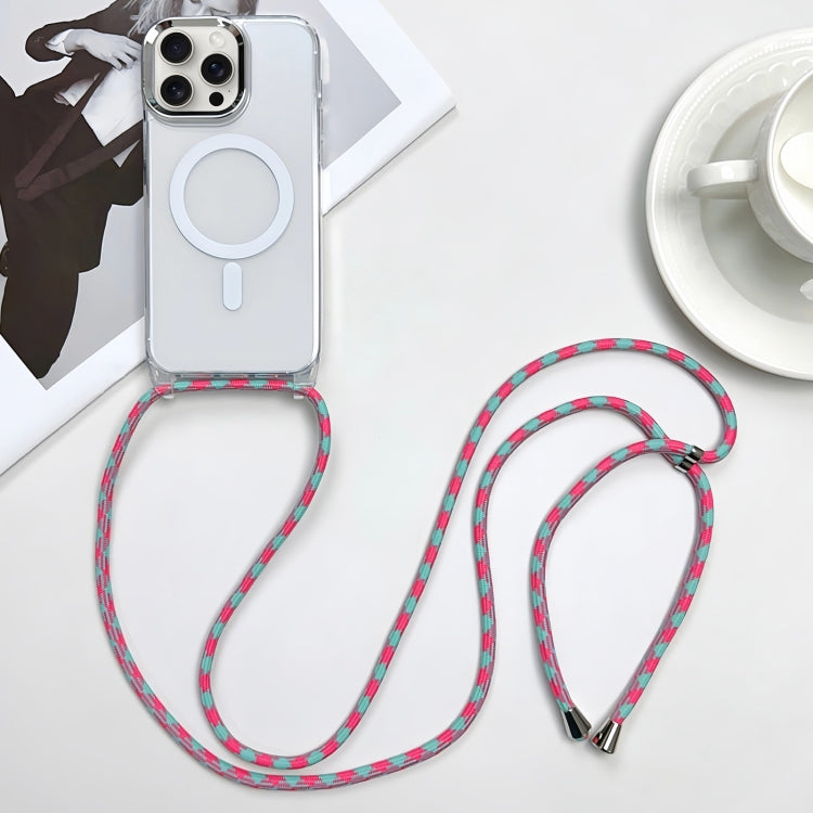 For iPhone 15 Pro MagSafe Magnetic PC + TPU Phone Case with Lanyard(Blueberry Houndstooth) - HoMEdemic™ 