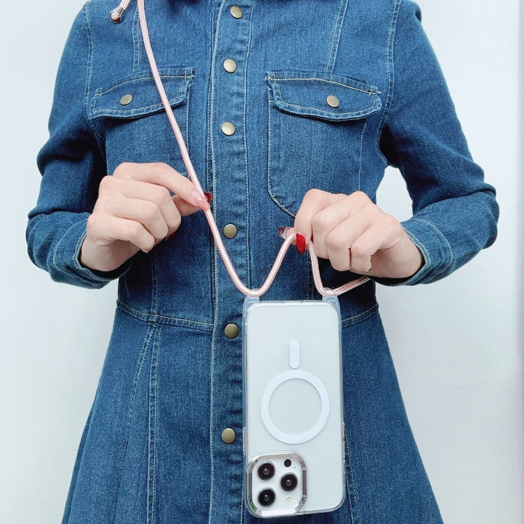 For iPhone 15 Pro MagSafe Magnetic PC + TPU Phone Case with Lanyard(Blueberry Houndstooth) - HoMEdemic™ 