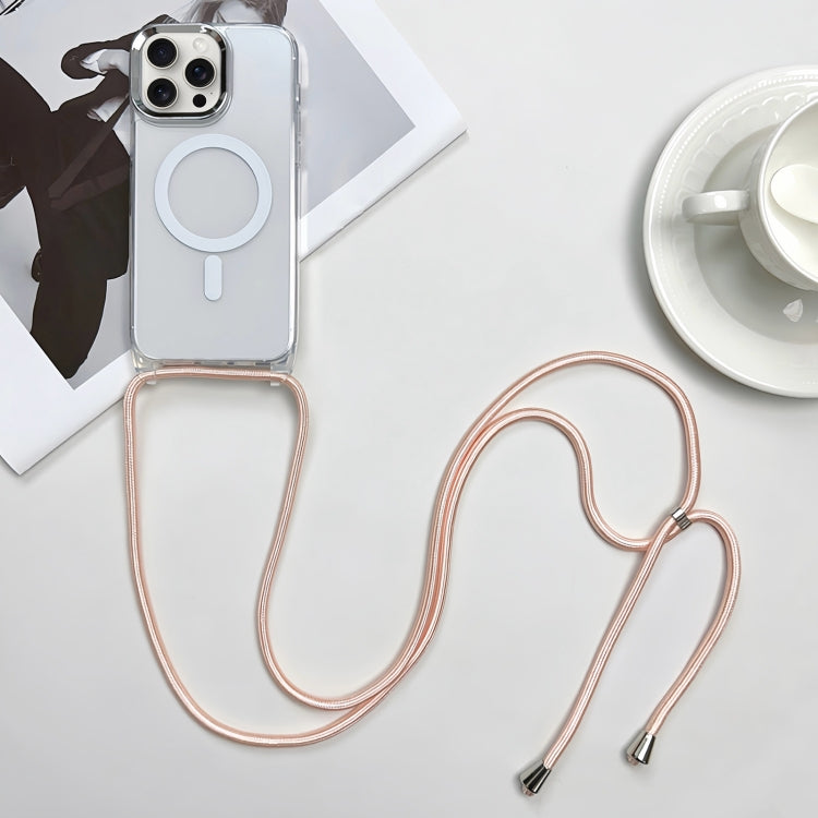 For iPhone 15 Pro MagSafe Magnetic PC + TPU Phone Case with Lanyard(Pink Gold) - HoMEdemic™ 