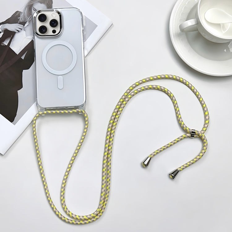 For iPhone 15 Pro MagSafe Magnetic PC + TPU Phone Case with Lanyard(Yellow Pink Grey) - HoMEdemic™ 