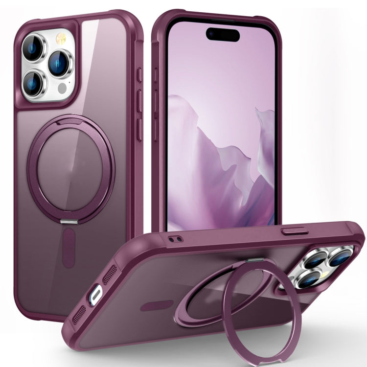 For iPhone 15 Pro MagSafe Magnetic Rotating Holder Phone Case(Wine Red) - HoMEdemic™ 