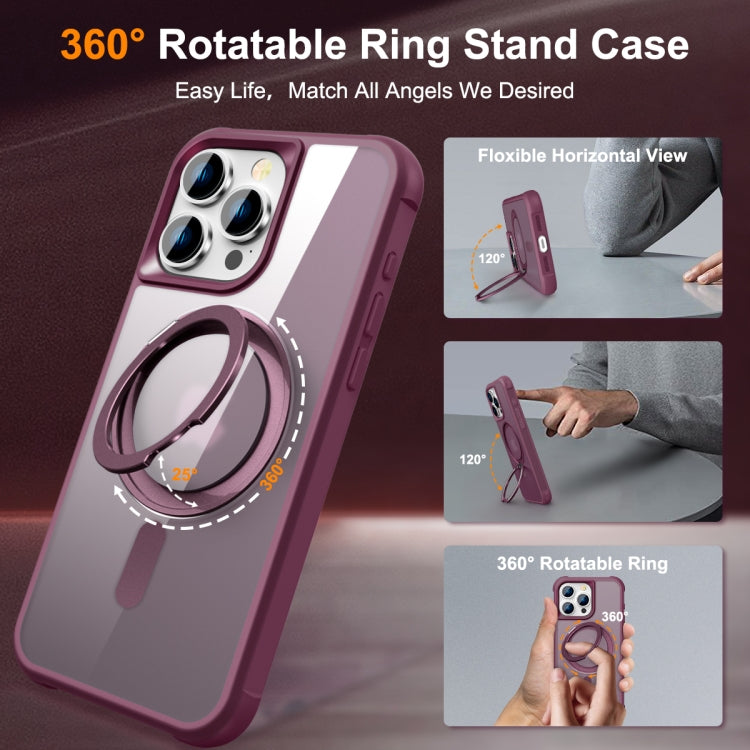 For iPhone 15 Pro MagSafe Magnetic Rotating Holder Phone Case(Wine Red) - HoMEdemic™ 