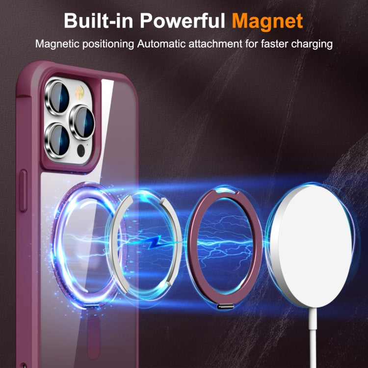 For iPhone 15 Pro MagSafe Magnetic Rotating Holder Phone Case(Wine Red) - HoMEdemic™ 