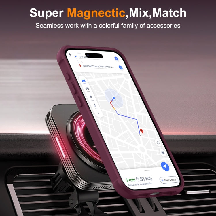 For iPhone 15 Pro MagSafe Magnetic Rotating Holder Phone Case(Wine Red) - HoMEdemic™ 