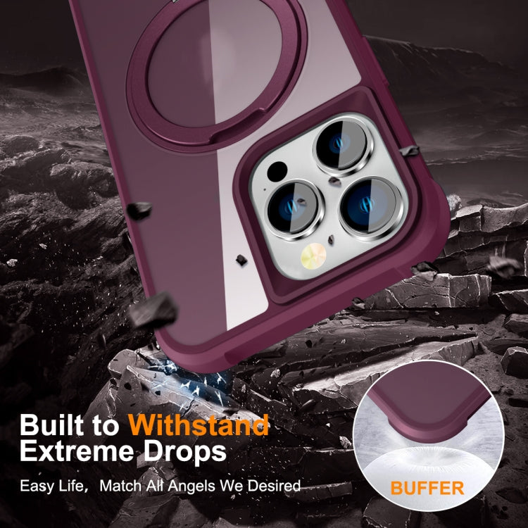 For iPhone 15 Pro MagSafe Magnetic Rotating Holder Phone Case(Wine Red) - HoMEdemic™ 