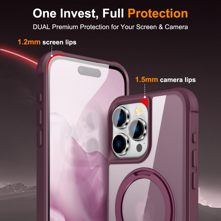 For iPhone 15 Pro MagSafe Magnetic Rotating Holder Phone Case(Wine Red) - HoMEdemic™ 