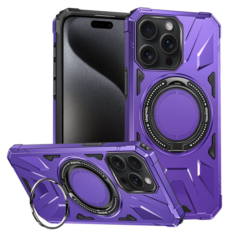For iPhone 15 Pro MagSafe Magnetic Shockproof Phone Case with Ring Holder(Purple) - HoMEdemic™ 