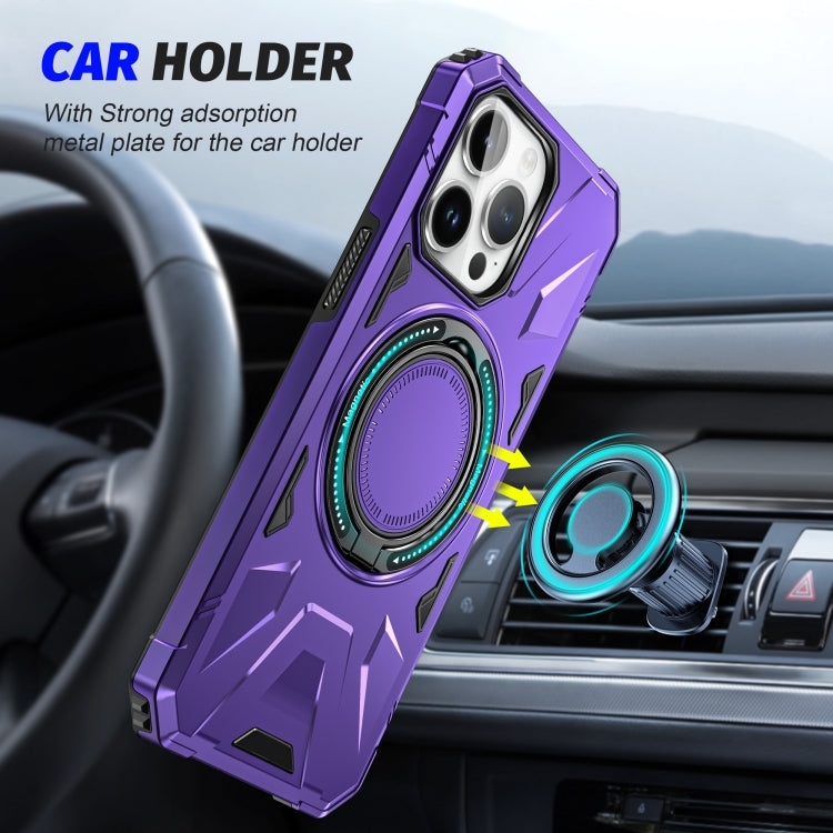 For iPhone 15 Pro MagSafe Magnetic Shockproof Phone Case with Ring Holder(Purple) - HoMEdemic™ 
