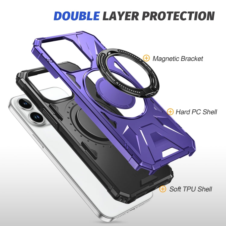 For iPhone 15 Pro MagSafe Magnetic Shockproof Phone Case with Ring Holder(Purple) - HoMEdemic™ 