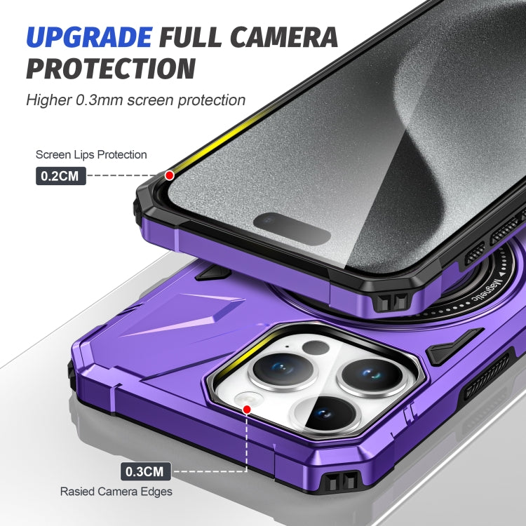 For iPhone 15 Pro MagSafe Magnetic Shockproof Phone Case with Ring Holder(Purple) - HoMEdemic™ 