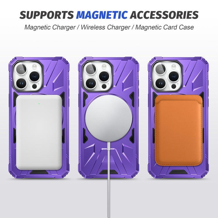 For iPhone 15 Pro MagSafe Magnetic Shockproof Phone Case with Ring Holder(Purple) - HoMEdemic™ 