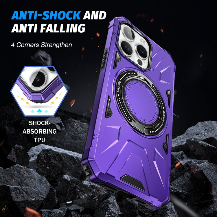 For iPhone 15 Pro MagSafe Magnetic Shockproof Phone Case with Ring Holder(Purple) - HoMEdemic™ 