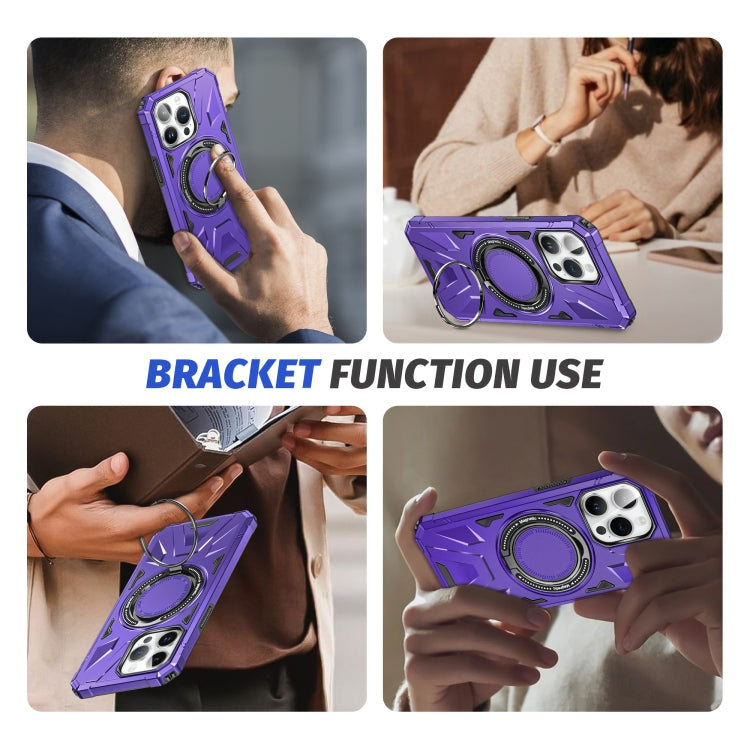 For iPhone 15 Pro MagSafe Magnetic Shockproof Phone Case with Ring Holder(Purple) - HoMEdemic™ 