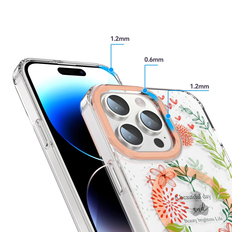 For iPhone 15 Pro MagSafe Magnetic TPU Phone Case(Red Flowers and Green Leaves) - HoMEdemic™ 
