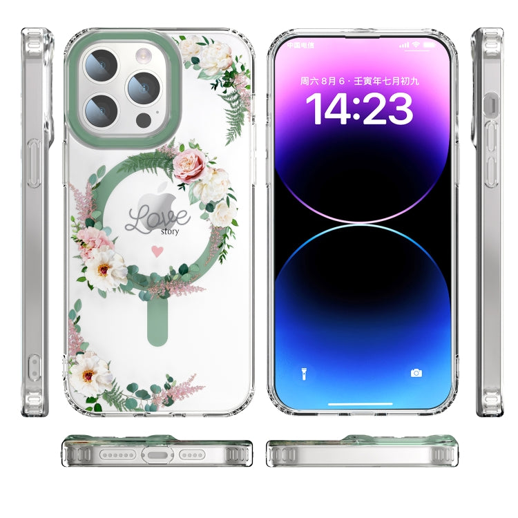 For iPhone 15 Pro MagSafe Magnetic TPU Phone Case(White Pink Rose) - HoMEdemic™ 