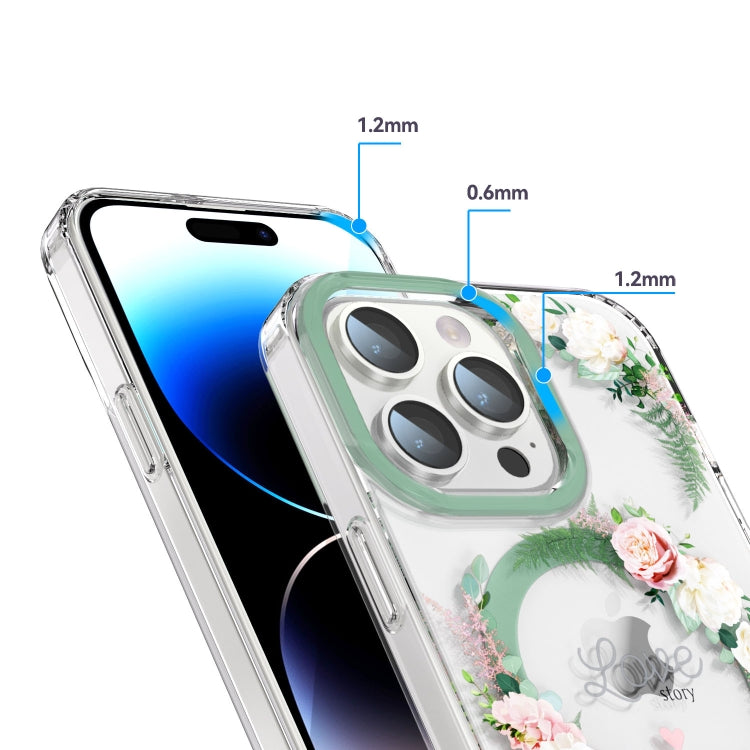 For iPhone 15 Pro MagSafe Magnetic TPU Phone Case(White Pink Rose) - HoMEdemic™ 
