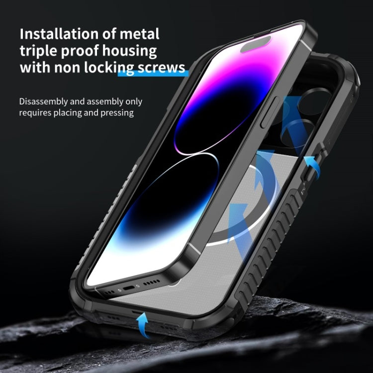 For iPhone 15 Pro MagSafe Shockproof Metal Phone Case(Silver) - HoMEdemic™ 