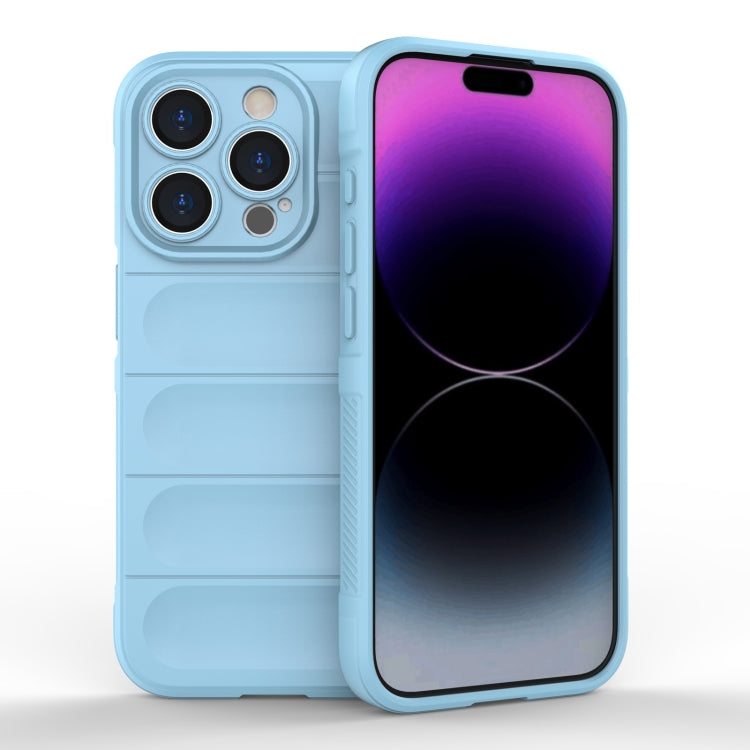 For iPhone 15 Pro Magic Shield TPU + Flannel Phone Case(Light Blue) - HoMEdemic™ 