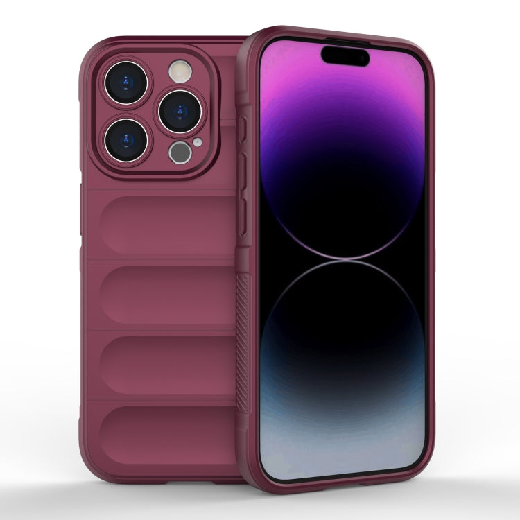 For iPhone 15 Pro Magic Shield TPU + Flannel Phone Case(Wine Red) - HoMEdemic™ 