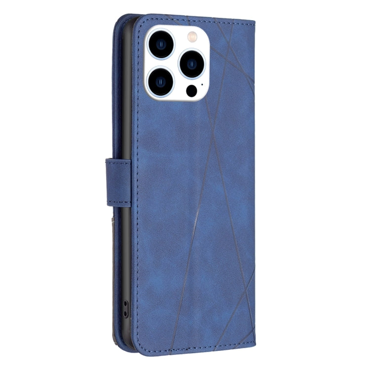 For iPhone 15 Pro Magnetic Buckle Rhombus Texture Leather Phone Case(Blue) - HoMEdemic™ 