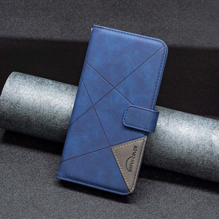 For iPhone 15 Pro Magnetic Buckle Rhombus Texture Leather Phone Case(Blue) - HoMEdemic™ 