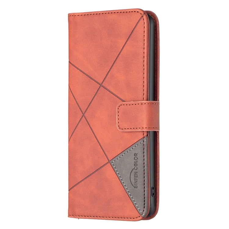 For iPhone 15 Pro Magnetic Buckle Rhombus Texture Leather Phone Case(Brown) - HoMEdemic™ 