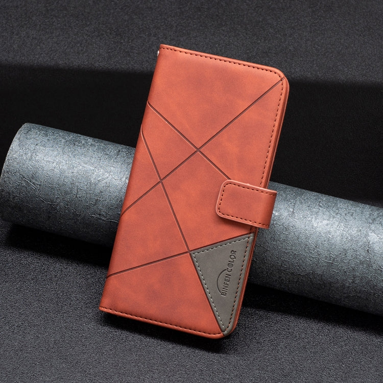 For iPhone 15 Pro Magnetic Buckle Rhombus Texture Leather Phone Case(Brown) - HoMEdemic™ 