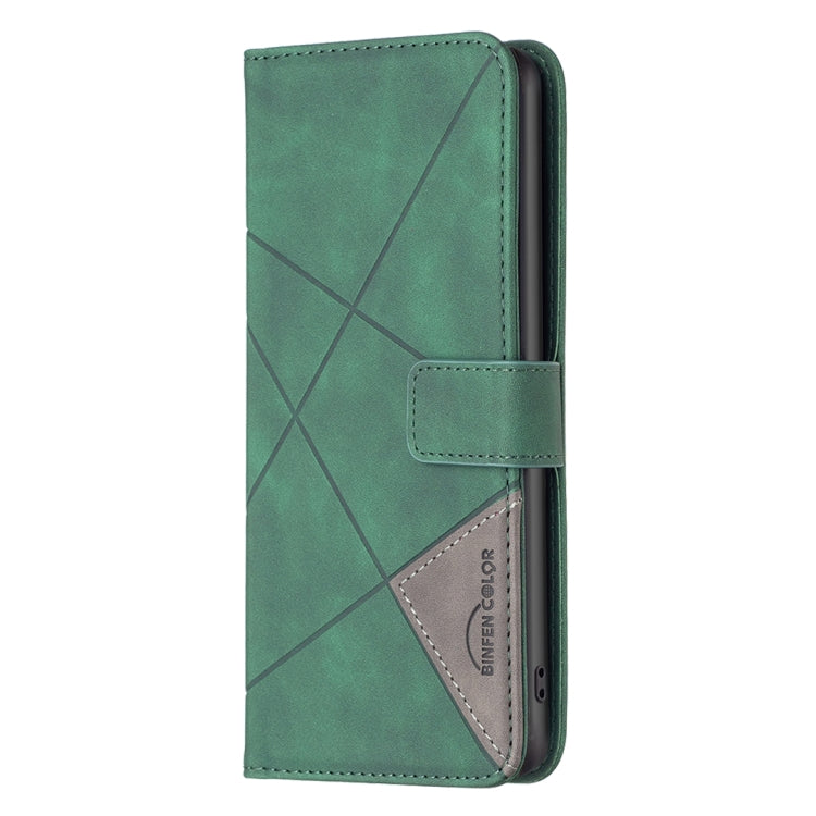 For iPhone 15 Pro Magnetic Buckle Rhombus Texture Leather Phone Case(Green) - HoMEdemic™ 