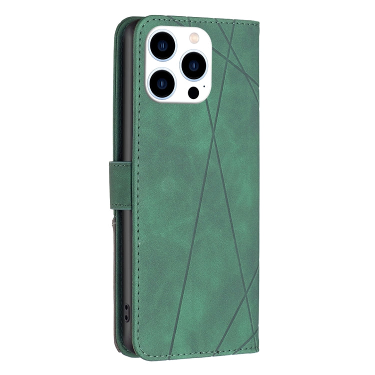 For iPhone 15 Pro Magnetic Buckle Rhombus Texture Leather Phone Case(Green) - HoMEdemic™ 