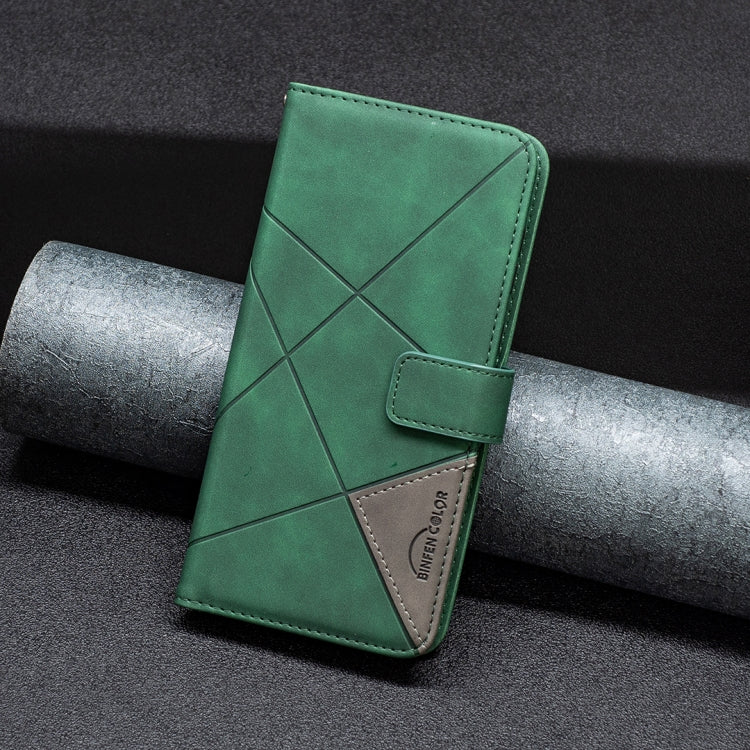For iPhone 15 Pro Magnetic Buckle Rhombus Texture Leather Phone Case(Green) - HoMEdemic™ 