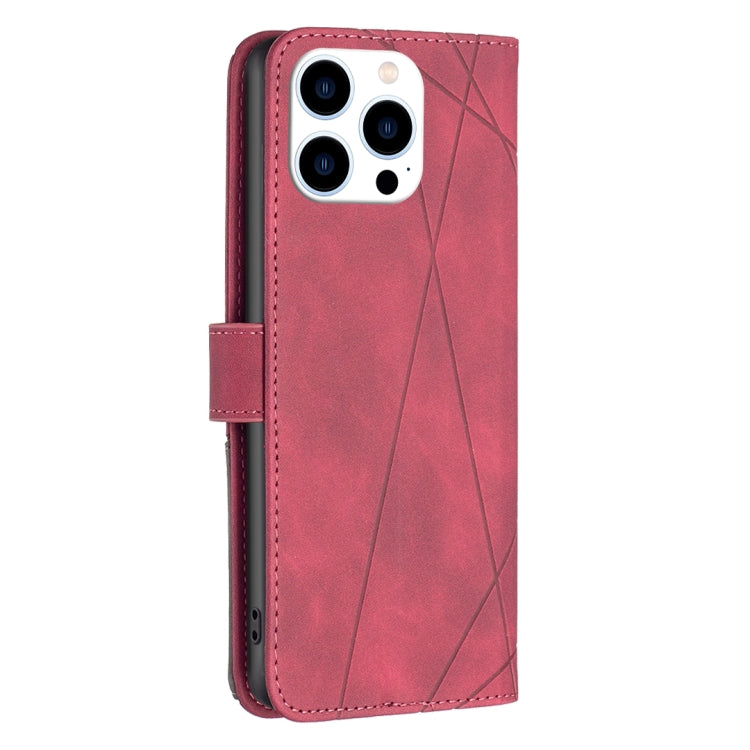For iPhone 15 Pro Magnetic Buckle Rhombus Texture Leather Phone Case(Red) - HoMEdemic™ 