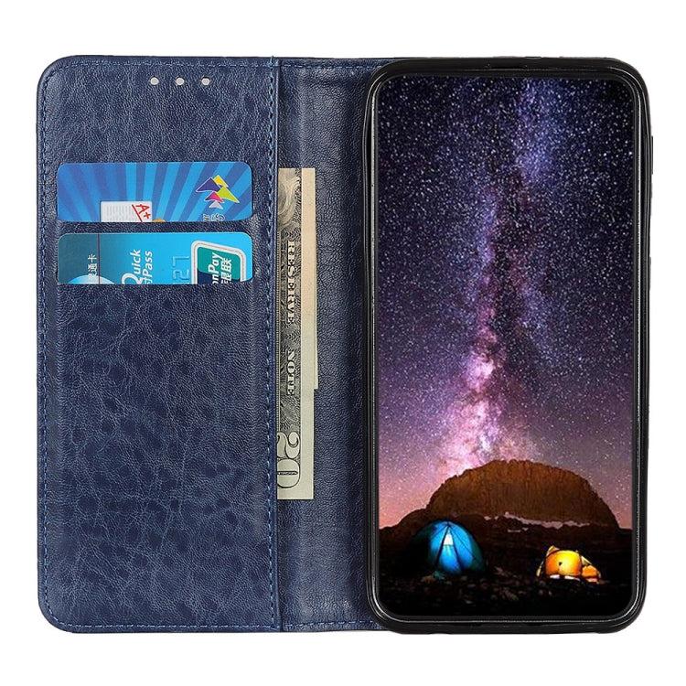 For iPhone 15 Pro Magnetic Crazy Horse Texture Horizontal Flip Leather Phone Case(Blue) - HoMEdemic™ 