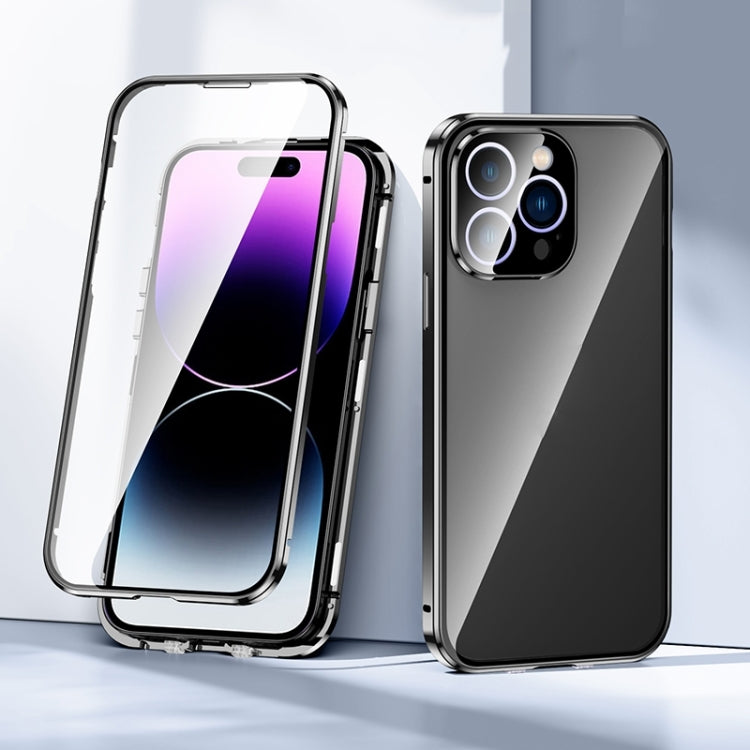 For iPhone 15 Pro Magnetic Double-buckle HD Tempered Glass Phone Case(Black) - HoMEdemic™ 
