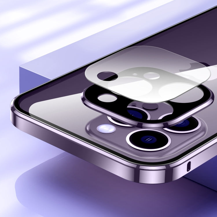 For iPhone 15 Pro Magnetic Double-buckle HD Tempered Glass Phone Case(Purple) - HoMEdemic™ 
