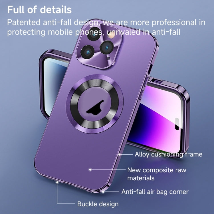 For iPhone 15 Pro Magnetic HD Tempered Glass Phone Case(Purple) - HoMEdemic™ 