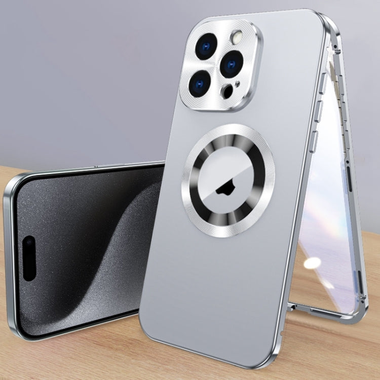For iPhone 15 Pro Magnetic HD Tempered Glass Phone Case(Silver) - HoMEdemic™ 