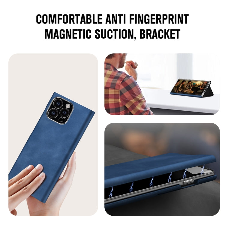 For iPhone 15 Pro Magnetic Napa Texture Leather Phone Case with Holder(Blue) - HoMEdemic™ 