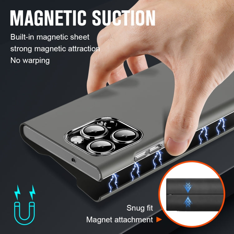 For iPhone 15 Pro Magnetic Napa Texture Leather Phone Case with Holder(Grey) - HoMEdemic™ 