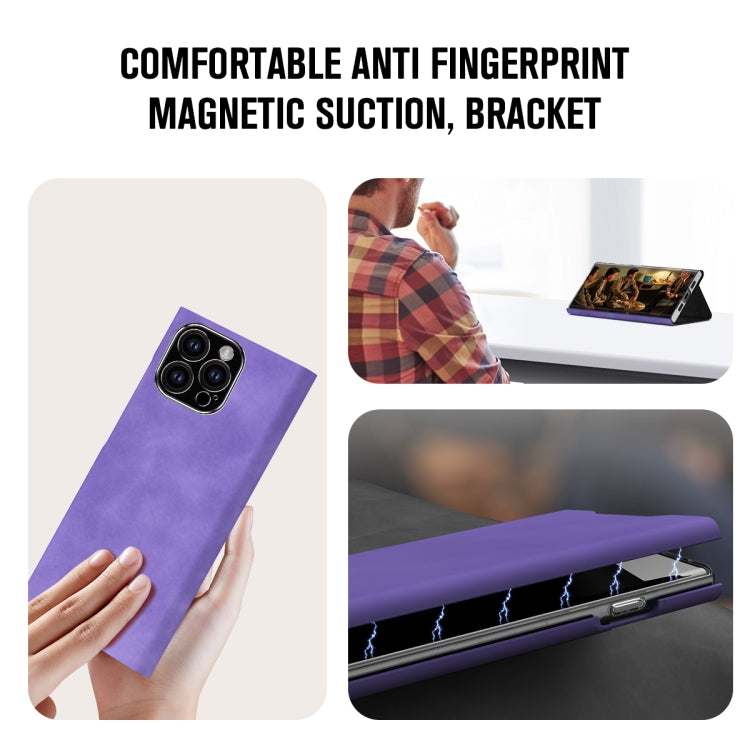 For iPhone 15 Pro Magnetic Napa Texture Leather Phone Case with Holder(Purple) - HoMEdemic™ 
