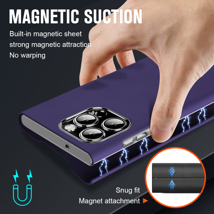 For iPhone 15 Pro Magnetic Napa Texture Leather Phone Case with Holder(Purple) - HoMEdemic™ 