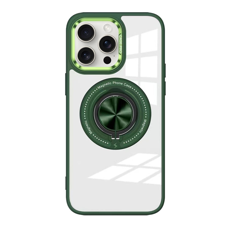 For iPhone 15 Pro Magnetic Rotating Ring Holder Acrylic Phone Case(Green) - HoMEdemic™ 