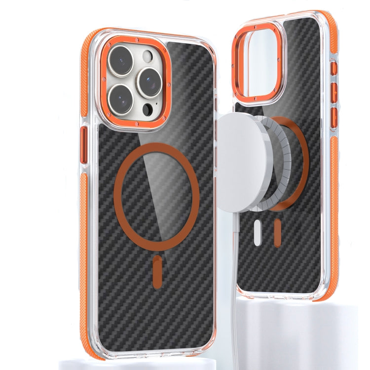 For iPhone 15 Pro Magsafe Dual-Color Carbon Fiber Phone Case(Orange) - HoMEdemic™ 